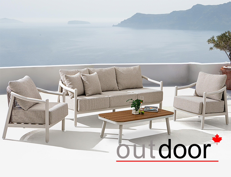 Комплект мебели OUTDOOR Севилья (3-местный диван, 2 кресла, стол), платиновый
