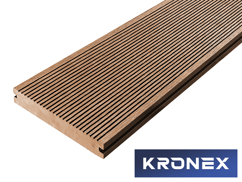 Террасная доска ДПК 140*18*3000 мм. KRONEX INDUSTRIAL вельвет полнотелая, дуб