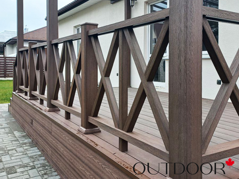 Ограждение из ДПК Outdoor "Кантри" 1000*1000 мм. 3D STORM BROWN