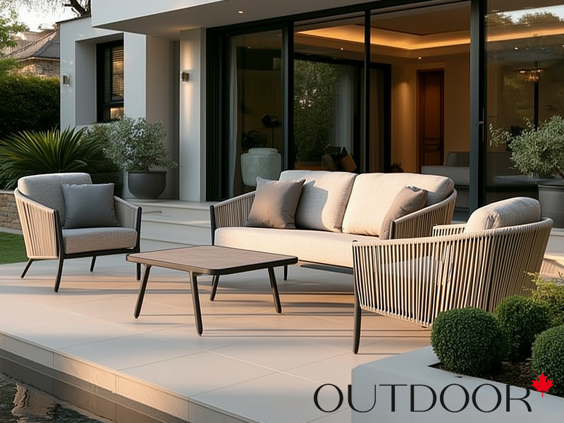 Комплект мебели из роупа OUTDOOR Аликанте (2-местный диван, 2 кресла, кофейный стол), серый микс