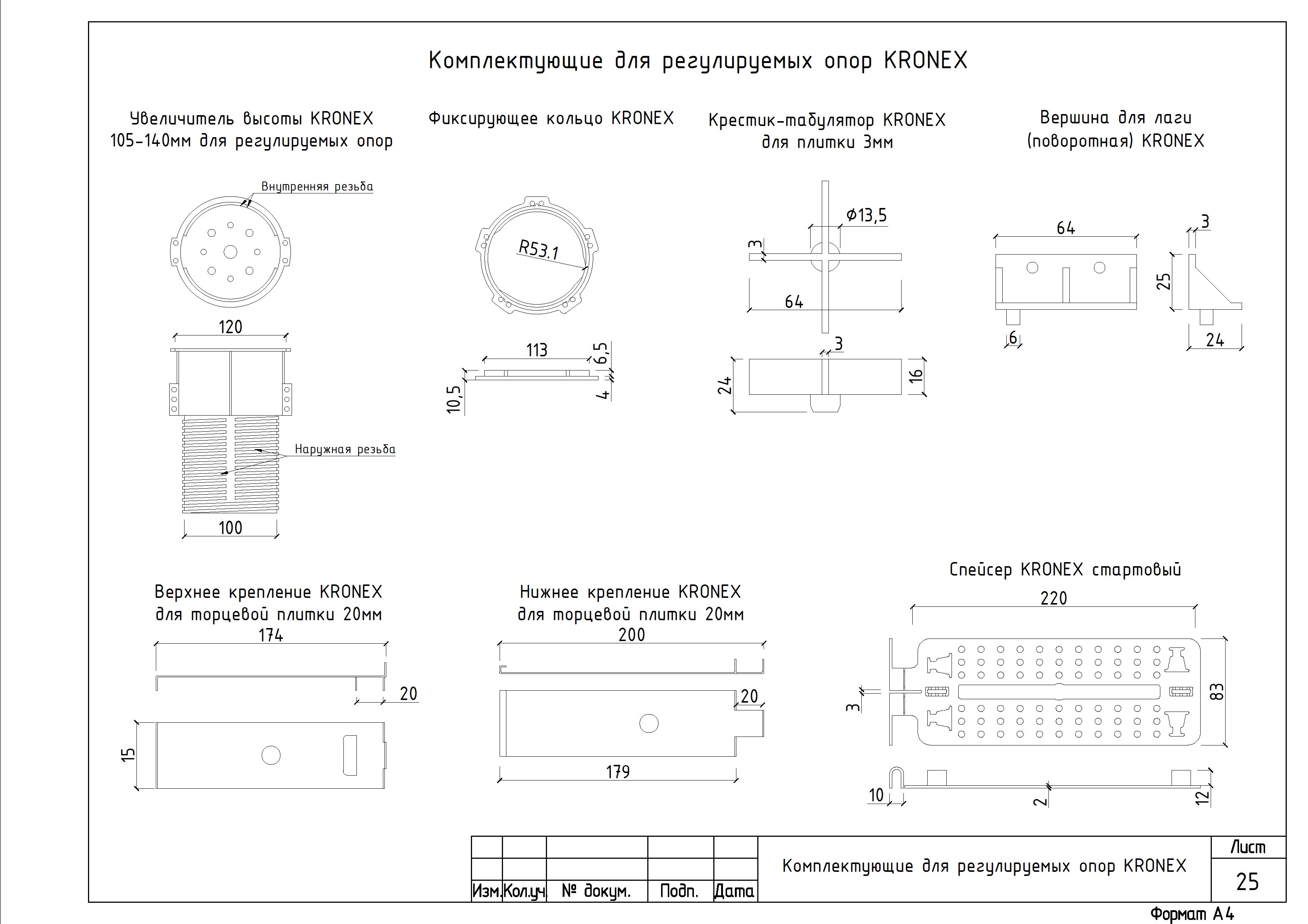 Комплектующие для регулируемых опор KRONEX Комплектующие для регулируемых опор KRONEX