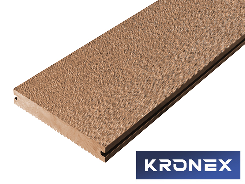 Террасная доска ДПК 140*18*3000 мм. KRONEX INDUSTRIAL вельвет полнотелая, дуб