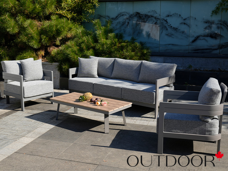 Комплект мебели OUTDOOR Бруклин (3-местный диван, 2 кресла, стол), серый пепел