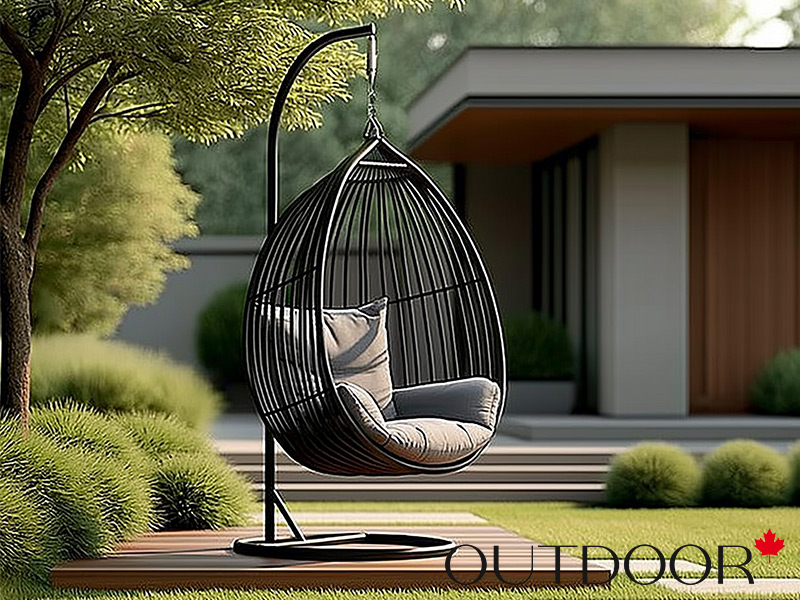 Подвесное кресло "кокон" из ротанга OUTDOOR Самуи, черное