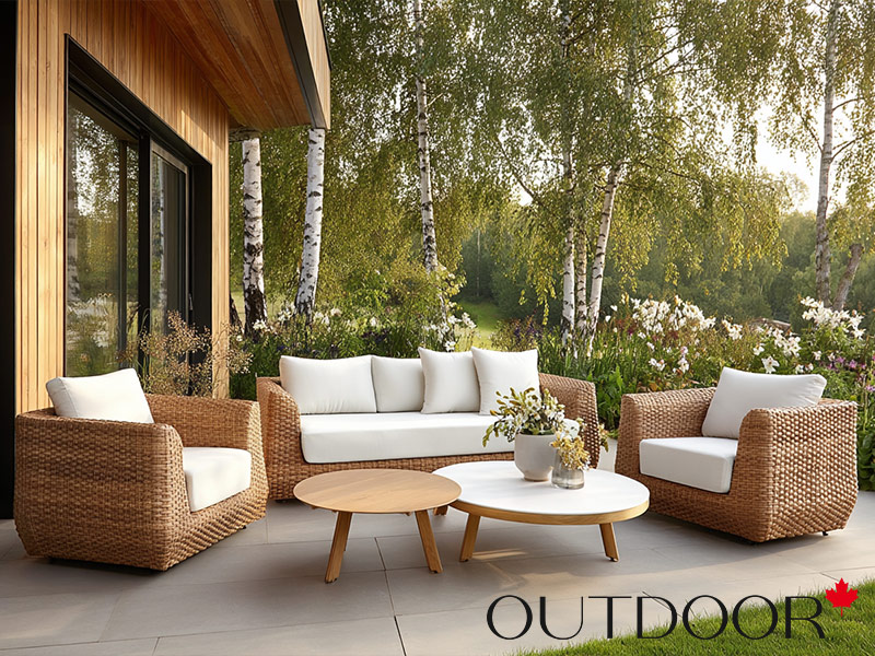 Комплект мебели из ротанга OUTDOOR Мадрид (3-местный диван, 2 кресла, 2 стола), капучино