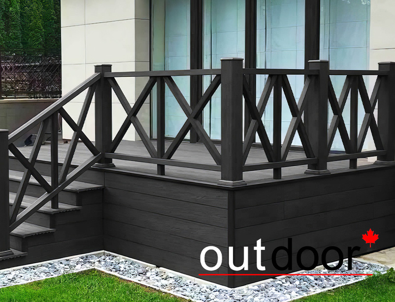 Ограждение из ДПК Outdoor "Кантри" 1000*1000 мм. 3D STORM BLACK