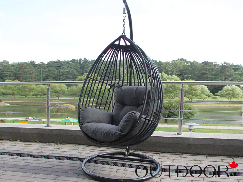 Подвесное кресло "кокон" из ротанга OUTDOOR Самуи, черное