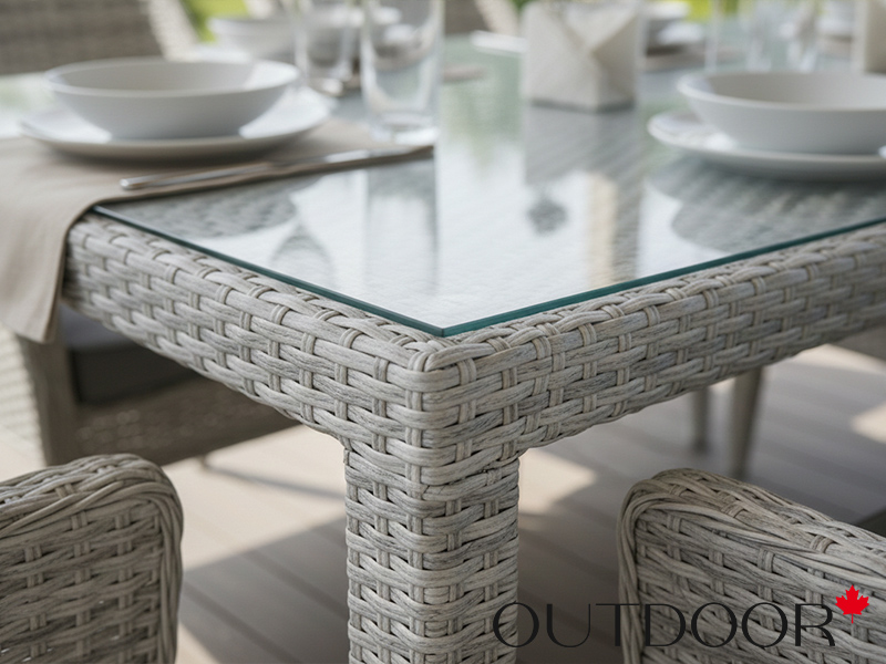 Комплект мебели из ротанга OUTDOOR Марокко (стол, 6 стульев), узкое плетение, светлый микс