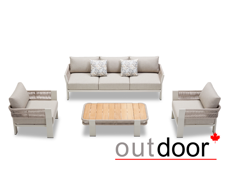 Комплект мебели OUTDOOR Женева (3-местный диван, 2 кресла, кофейный стол), шампань