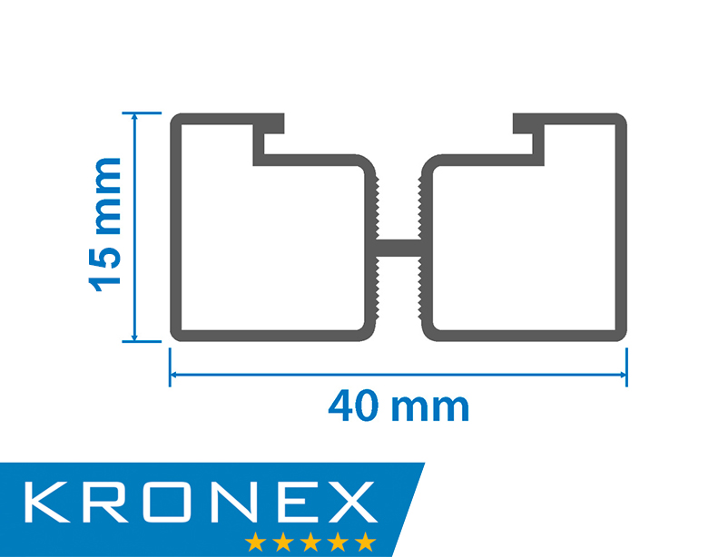 Лага алюминиевая KRONEX 40*15*3000 мм опорная Slim