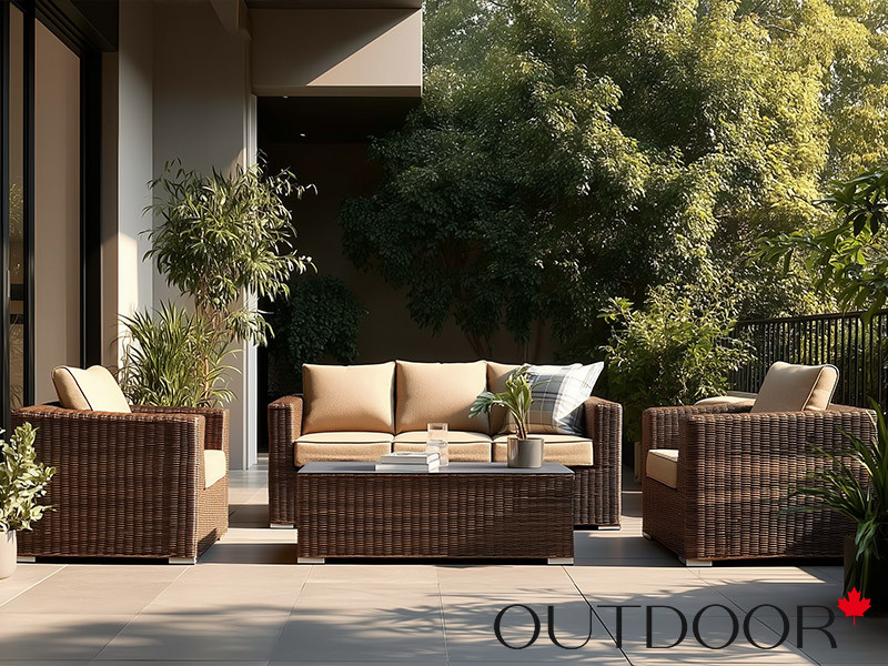 Комплект мебели из ротанга OUTDOOR Флорида (3-местный диван, 2 кресла, стол), у/п, коричневый