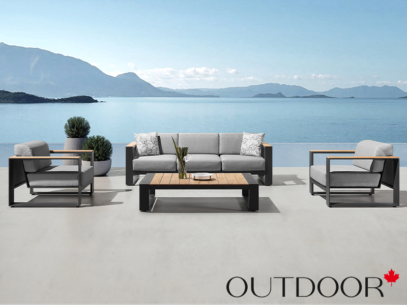 Комплект мебели OUTDOOR Монреаль (3-местный диван, 2 кресла, кофейный стол), черный