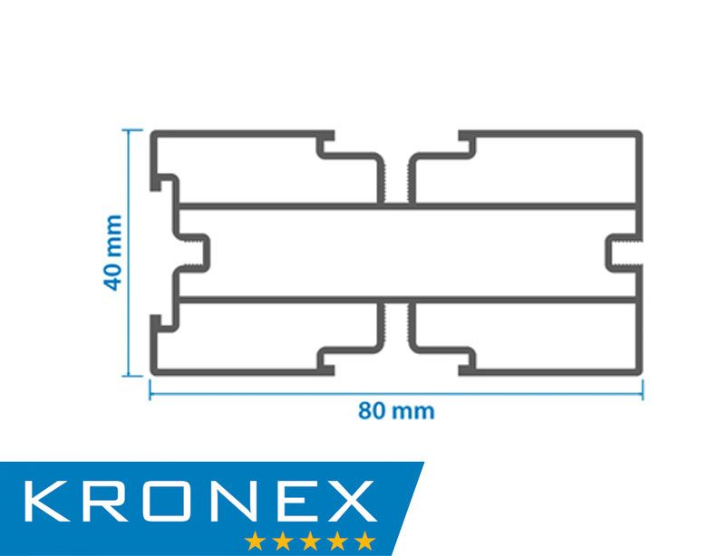 Лага алюминиевая KRONEX 80*40*3000 мм конструктивная