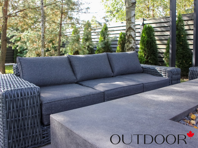 Комплект мебели из ротанга OUTDOOR Мадейра (3-местный диван, 2кресла, стол), ш/п, графит