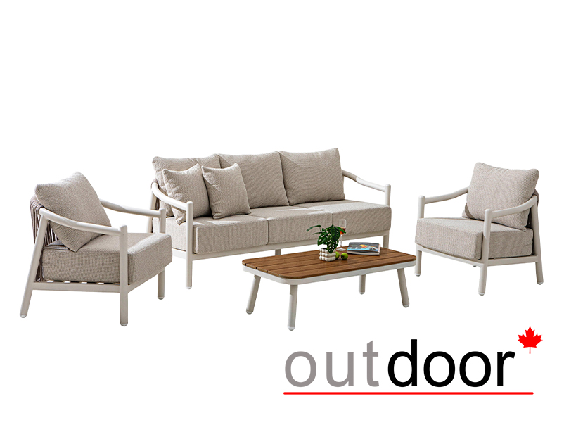 Комплект мебели OUTDOOR Севилья (3-местный диван, 2 кресла, стол), платиновый