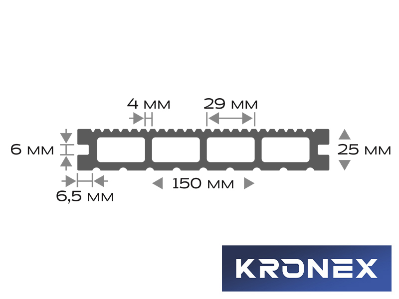 Террасная доска ДПК KRONEX INDUSTRIAL 150*25*3000 мм. вельвет графит