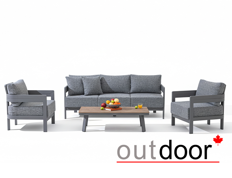 Комплект мебели OUTDOOR Бруклин (3-местный диван, 2 кресла, стол), серый пепел