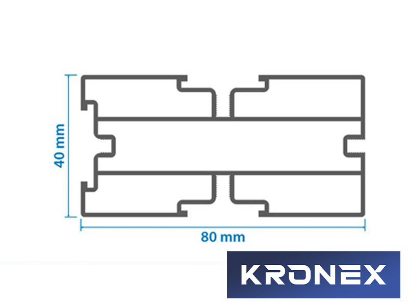 Лага алюминиевая KRONEX 80*40*3000 мм конструктивная
