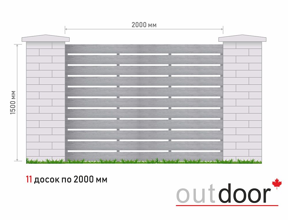 Забор из доски ДПК (тип 6) 3D STORM серый с рис. дерева