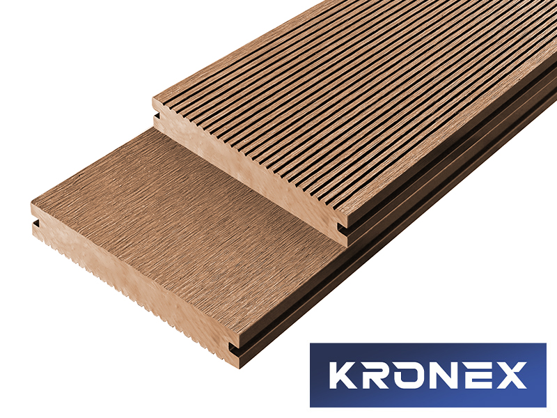 Террасная доска ДПК 140*18*3000 мм. KRONEX INDUSTRIAL вельвет полнотелая, дуб