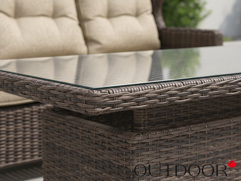 Комплект мебели из ротанга OUTDOOR Валенсия (3-местный диван, 2 кресла, стол), коричневый