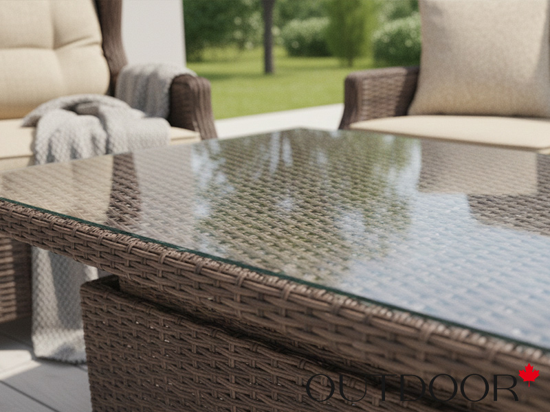 Комплект мебели из ротанга OUTDOOR Валенсия (3-местный диван, 2 кресла, стол), коричневый