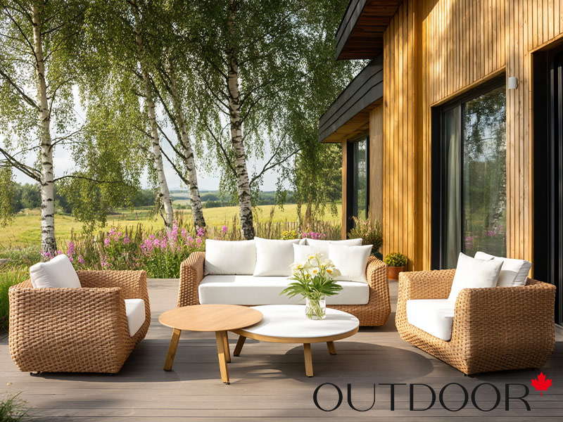 Комплект мебели из ротанга OUTDOOR Мадрид (3-местный диван, 2 кресла, 2 стола), капучино