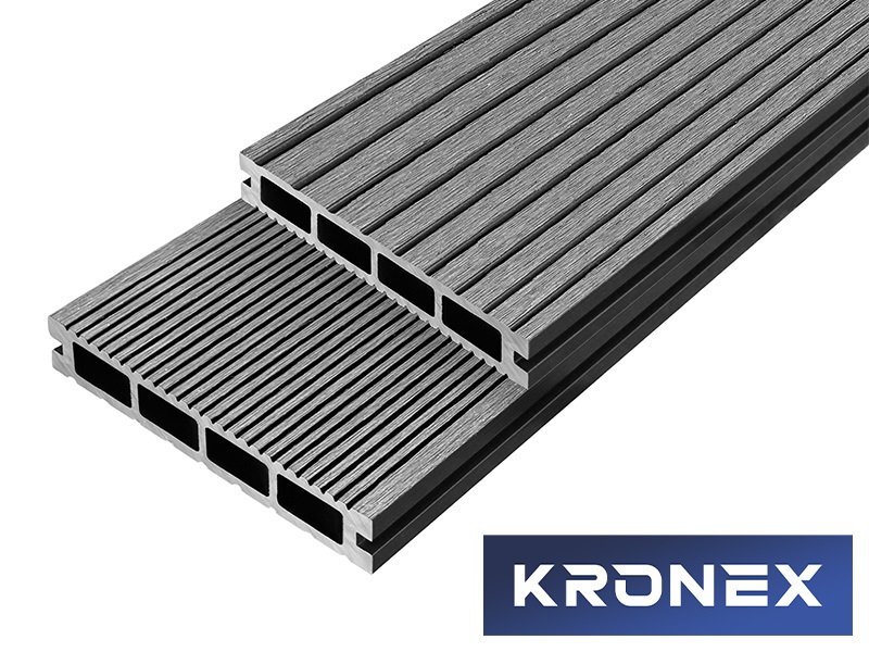 Террасная доска ДПК KRONEX INDUSTRIAL 150*25*1000 мм. вельвет графит