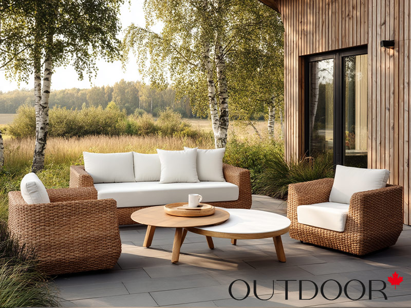 Комплект мебели из ротанга OUTDOOR Мадрид (3-местный диван, 2 кресла, 2 стола), капучино