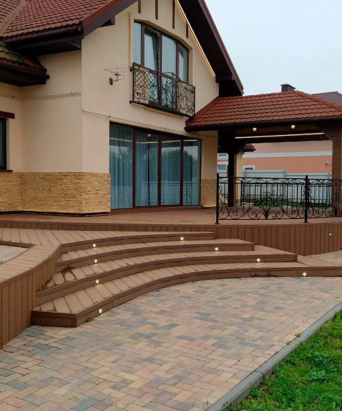 Комплексное благоустройство  из доски Outdoor в оттенке Дуб