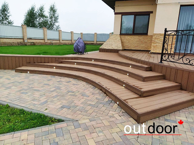 Комплексное благоустройство  из доски Outdoor в оттенке Дуб