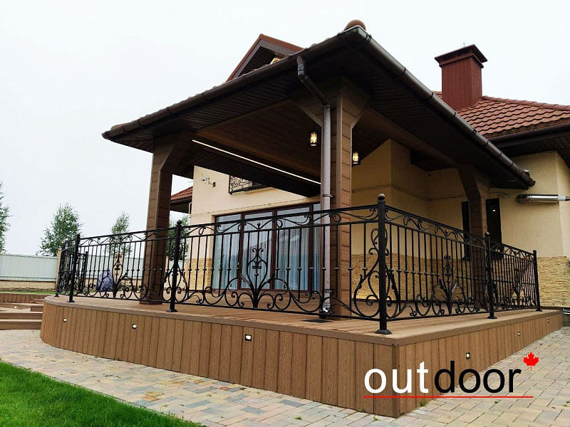Комплексное благоустройство  из доски Outdoor в оттенке Дуб