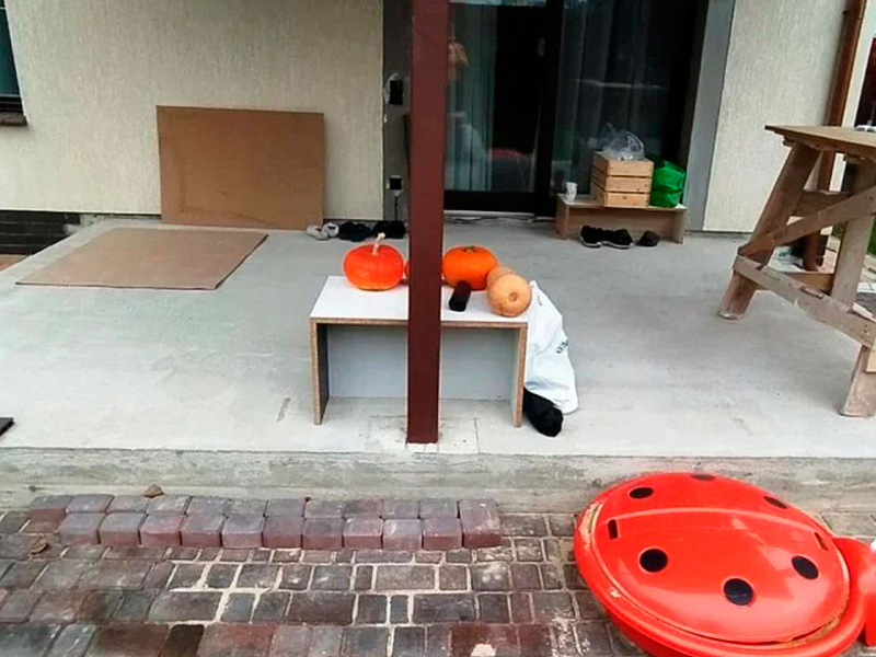Крытая терраса со ступенями из ДПК Outdoor