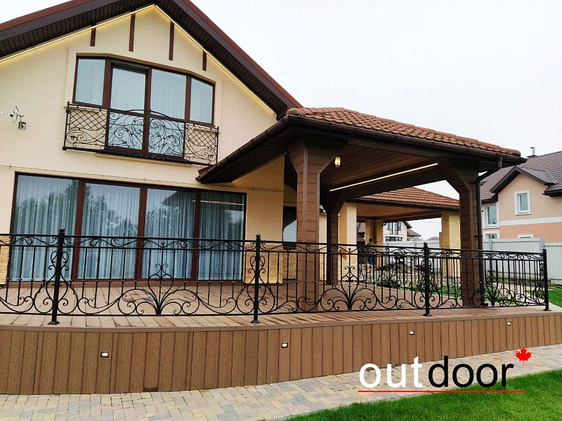 Комплексное благоустройство  из доски Outdoor в оттенке Дуб