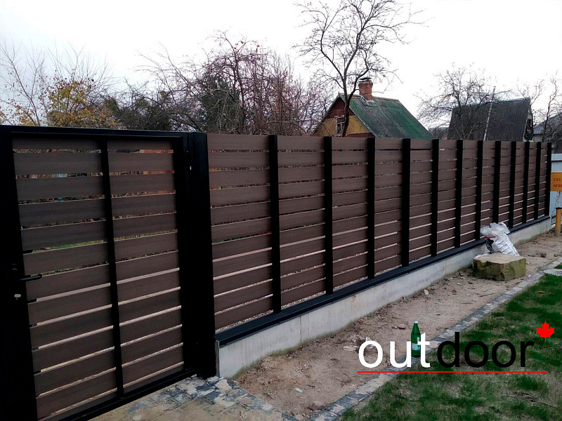 Забор, ворота и калитка из доски ДПК бренда Outdoor