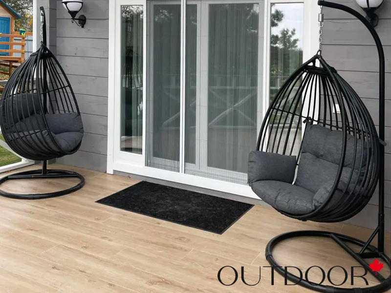 Подвесное кресло "кокон" из ротанга OUTDOOR Самуи, черное