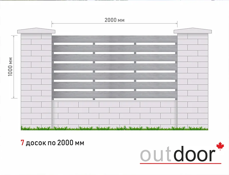 Забор из доски ДПК (тип 5) 3D STORM серый с рис. дерева