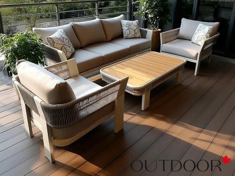 Комплект мебели OUTDOOR Женева (3-местный диван, 2 кресла, кофейный стол), шампань