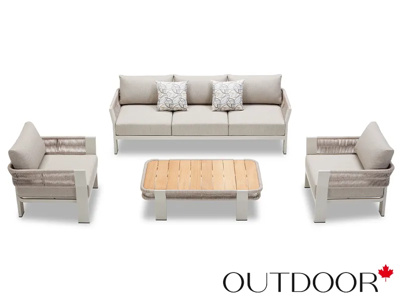 Комплект мебели OUTDOOR Женева (3-местный диван, 2 кресла, кофейный стол), шампань