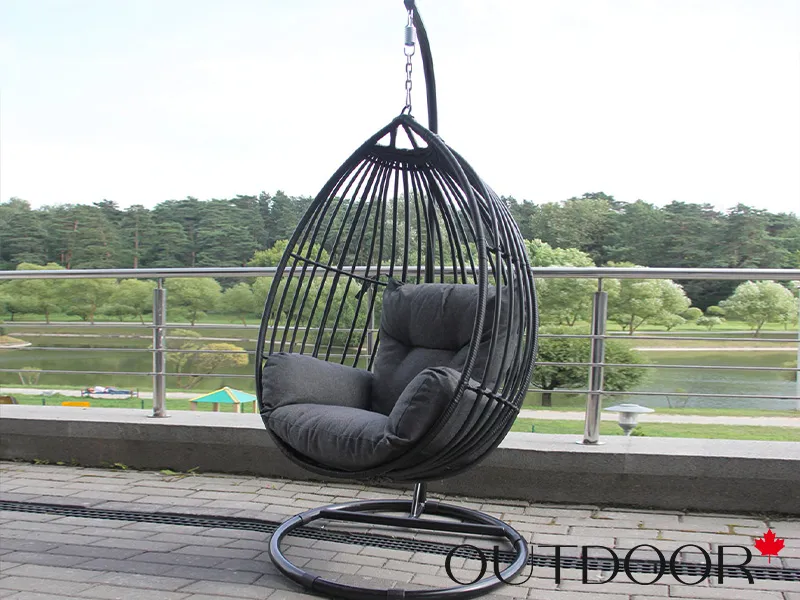 Подвесное кресло "кокон" из ротанга OUTDOOR Самуи, черное