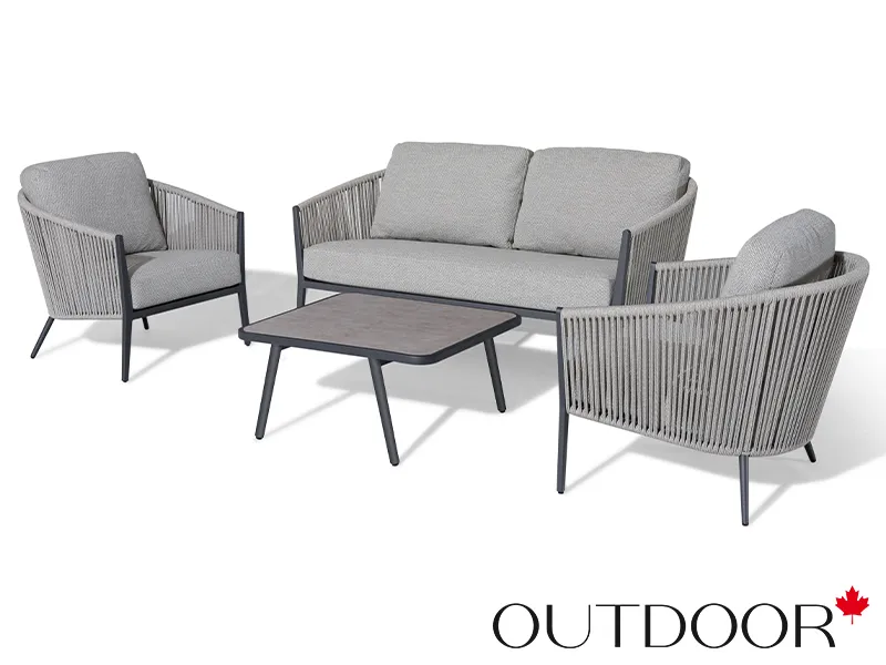 Комплект мебели из роупа OUTDOOR Аликанте (2-местный диван, 2 кресла, кофейный стол), серый микс