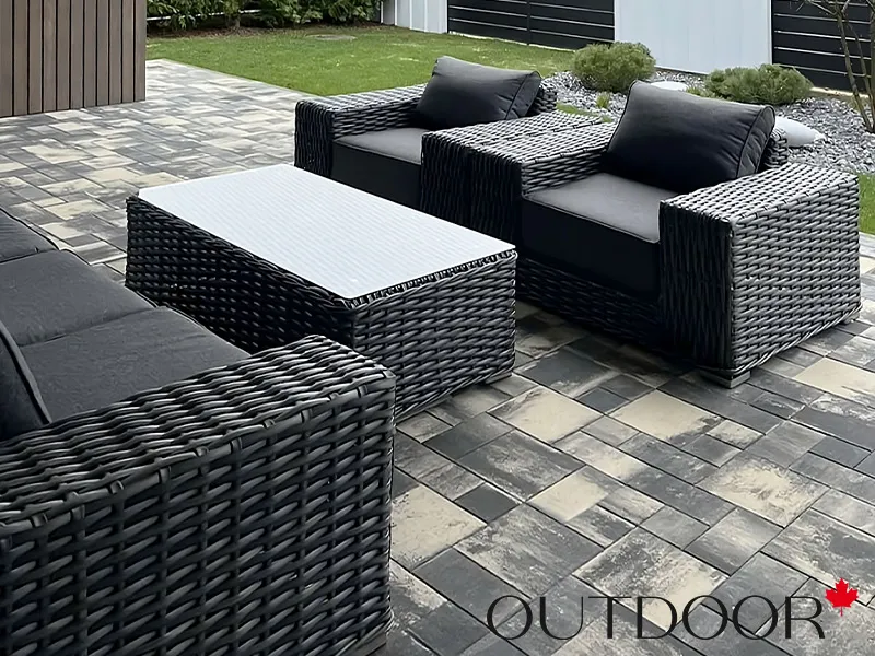 Комплект мебели из ротанга OUTDOOR Мадейра (3-местный диван, 2кресла, стол), ш/п, графит