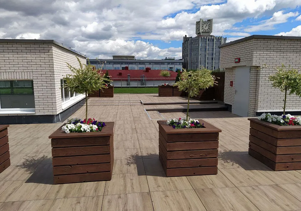 Плитка из керамогранита на эксплуатируемой кровле Плитка из керамогранита на эксплуатируемой кровле