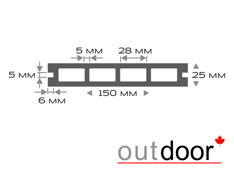 Террасная доска ДПК Outdoor 3D 150*25*4000 мм. STORM/вельвет черная